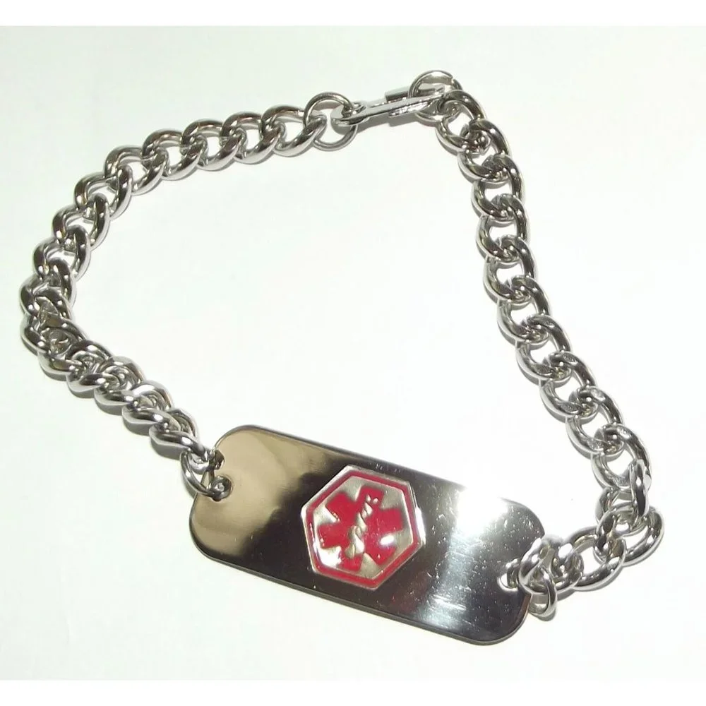 Penicillin Allergy Alert BRACELET Adjustable Stainless Steel New Box Info Card